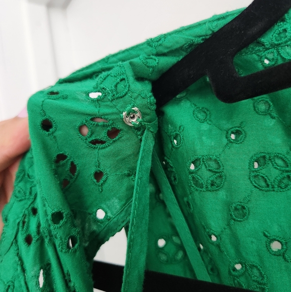 J Crew kelly green eyelet cotton garden midi dress size 2 - Picture 8 of 9